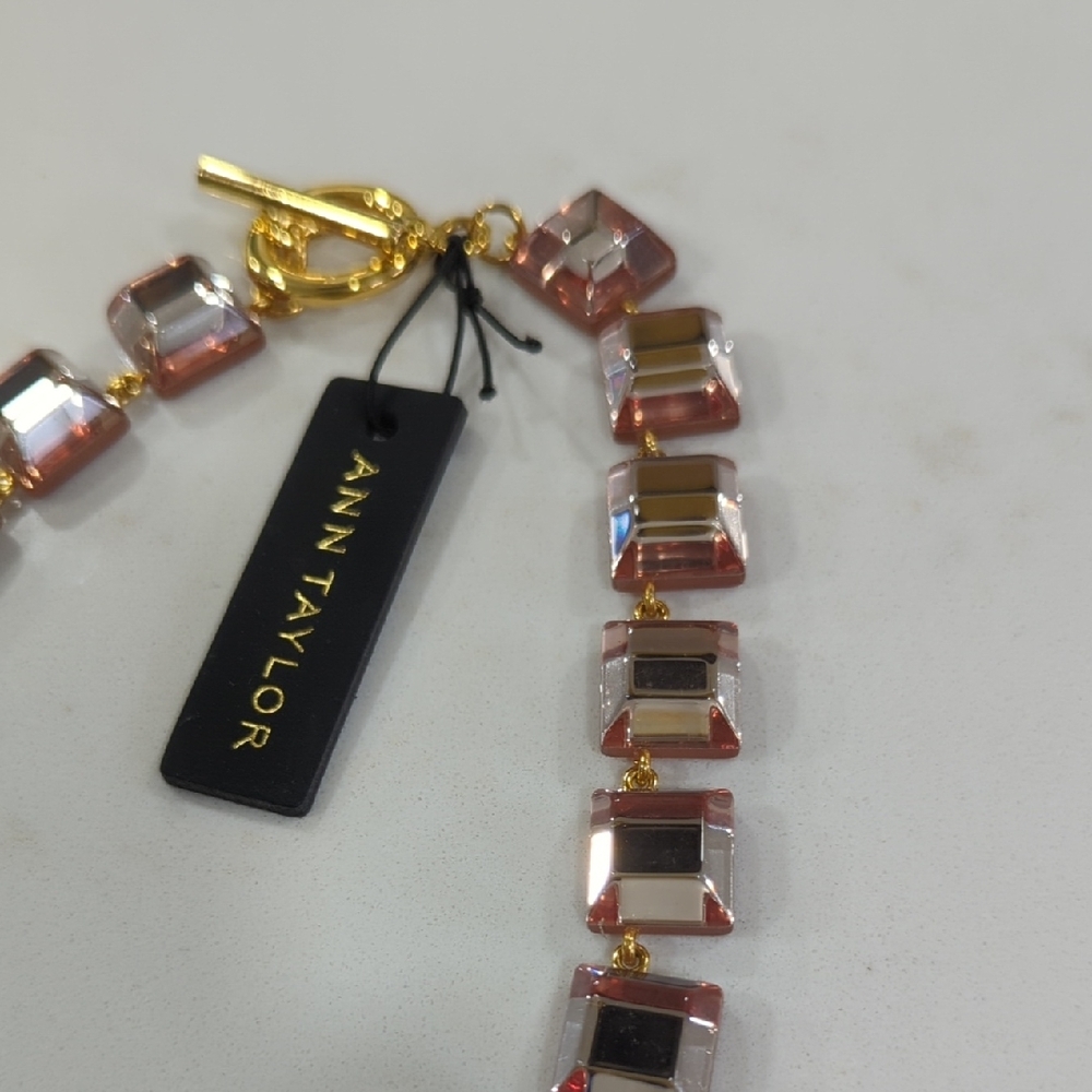 Ann Taylor Rose Crystal Square-Link Necklace with Gold Accents - Picture 5 of 6